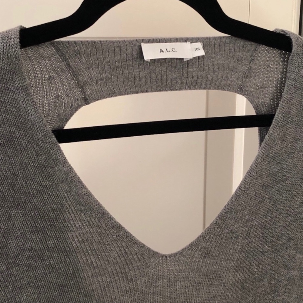 A.L.C. Grey Ribbed Open Back Sweater - Picture 6 of 9